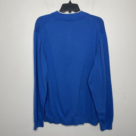 PAUL FREDRICK 1/4 Zip Sweater Men XXL Mock Neck Pullover Supima Cotton Blue - Picture 5 of 10
